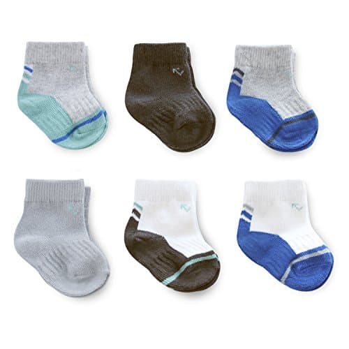 everUP Baby Boys' Stay up Technology Crew Socks (6 Pack), Grey/White, 12-24 MONTHS