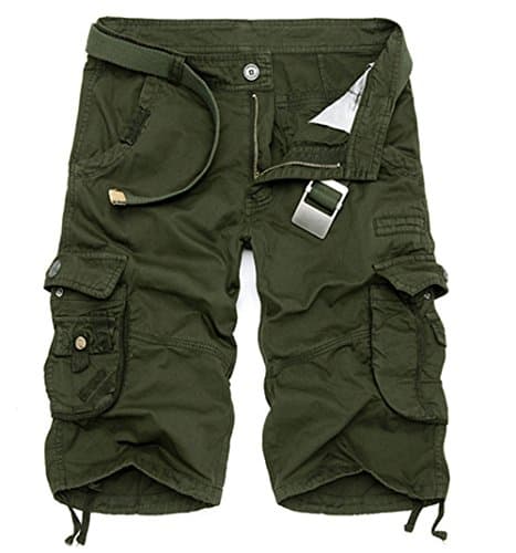 ZOOB MILEY Men's Cargo Shorts Pluse Size Multi-Pocket Army Green Tag 32