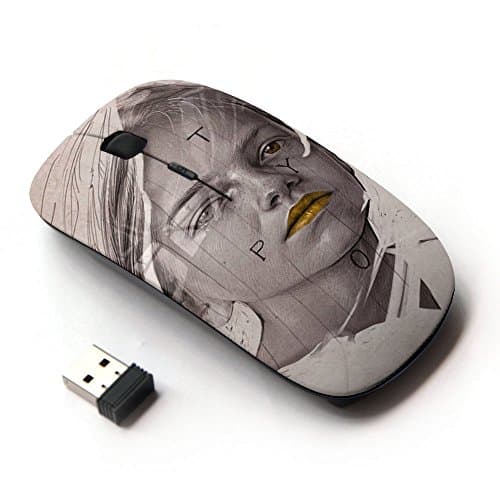 Planetar Colorful PrinTed Ultra-thin Wireless Optical 2.4Ghz Mouse - Black ( Innocent boyish face )