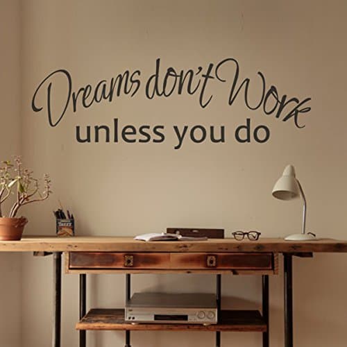 DigTour WallArt Dreams Don't Work Unless You Do Inspirational Wall Decal Vinyl Inspirational Wall Quote Wall Letters Words Graphic Office Wall Art Decoration Black