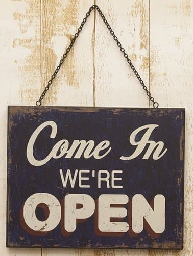 Open Closed Wooden Signboard Two-Sided Plate