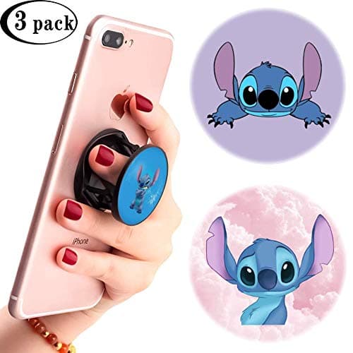 3 Pack / Multifunction Disney Cell Phone Stand Holder and Grip Lilo Stitch Foldable Phone Kickstand Mount Compatible for Smartphones