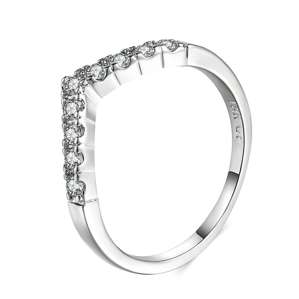 Womens Cubic Zirconia V-Shape Chevron Thumb Eternity Ring Wedding Band 18K Gold Plated