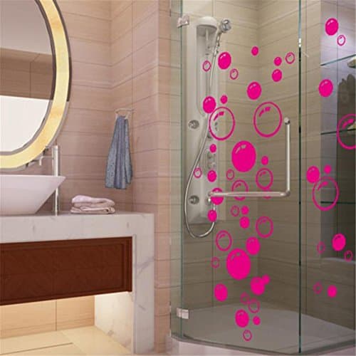 HN Bubbles Circle Removable Wall Wallpaper Bathroom Window Sticker Decal Home DIY (Hot Pink)