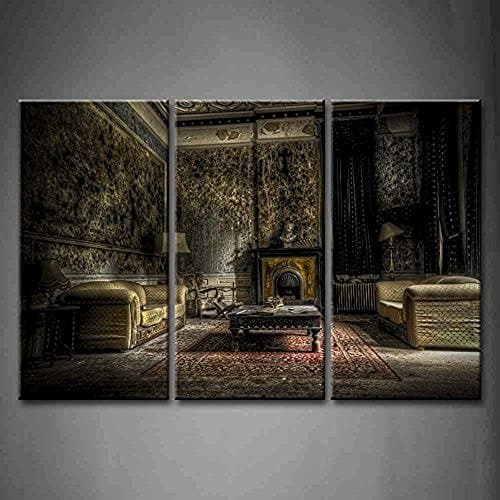 TMD Shop 3 Panel Wall Art Abandoned Living Room Sofa Curtain Carpet Painting Pictures Print On Canvas Architecture The Picture For Home Modern Decoration piece