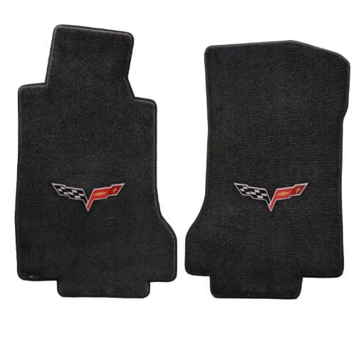 Lloyd Mats 2005-2006 C6 Corvette Ebony Black Floor Mats - Crossed Flags Logo