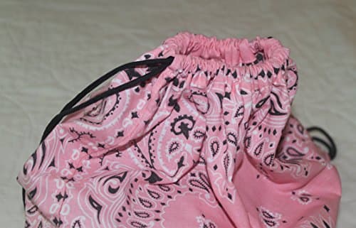 Bandana Drawstring Backpack made with actual Bandanas. Light Pink.