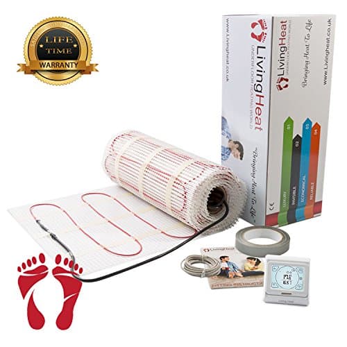 Underfloor Heating Mat Kit with Digital Thermostat 3sqm All Sizes Available. 150w/m2 Electric Under Tile Floor Heating with Lifetime Warranty and Next Day Delivery 3sqm White Digital Thermostat