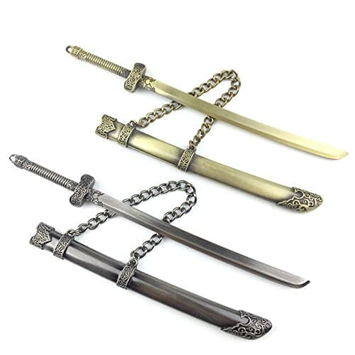 7 Inch Bronze Sword ( No Blade ) with Scabbard Metal Tool Decorations Key chain