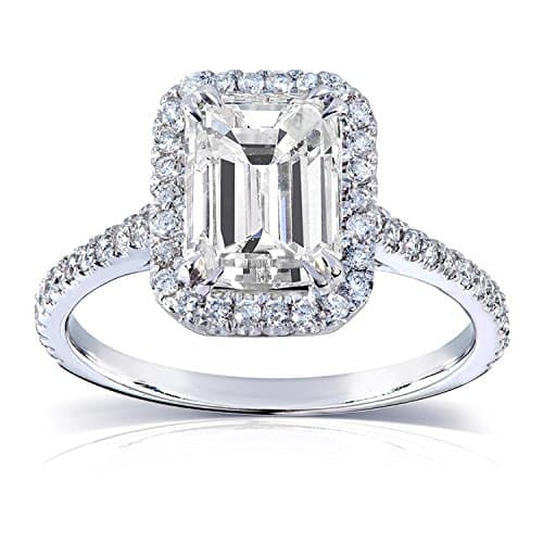 Le Lourve 14K Solid Gold 2.0 Carat Emereld Cut Engagement Ring