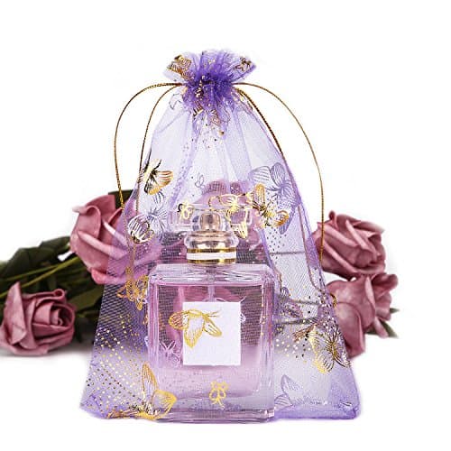 100 Pcs 10 x 12cm Drawstring Organza Gift Bags Candy Pouch, BZCTAH Wedding Party Christmas Favor Bags Jewelry Pouches Wrap, Purple-1