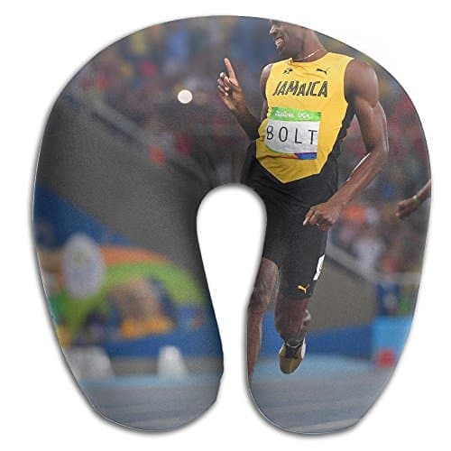 U-Shape Neck Pillow Gold Medal Usain Bolt Printed Memory Foam Soft Indoor &amp; Outdoor Travel Pillow For Airplane Car Office