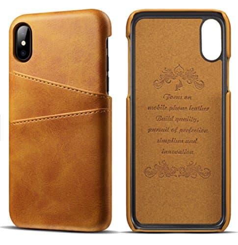 gbmh iPhone X/iphone 10 5.8 inches Wallet Case PU Premium Leather Brown Case Protective Credit Card Holder ID Slot Shockproof Cover for Men Women