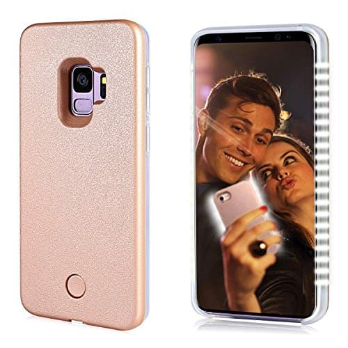 Selfie Led Light Case for Samsung S9 plus,GSY Rechargeable LED Light Up Flash Lighting Selfie Case Illuminated Cover [Dimmable Switch] for Samsung S9 plus (Samsung S9 Plus, Rose gold)