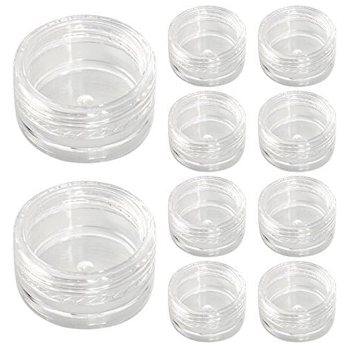 Clear, Empty, 5 Gram (5 ML) Plastic Pot Jars, Cosmetic Containers Samples,Round Screw Cap Lid Top For Cream Makeup Eye Shadow Nails Powder Jewelry,Gems, Beads