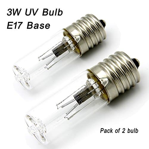 McDen UV Germicidal Sanitizer Replacement Bulb 3Watts Lamp 3W E17 Intermediate 3 Watt for Humidifier Electric Toothbrush (2 Pack, UV Bulb 3W)