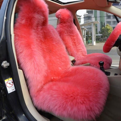 Sheepskin Genuine Auto Car Cushion Front Driver Seat Covers 2 Pieces