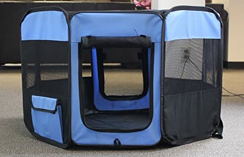 35" Foldable Playpen Exercise 6 panel Tent for Dog and Cat (Blue, XS) domestic shipping in USA only