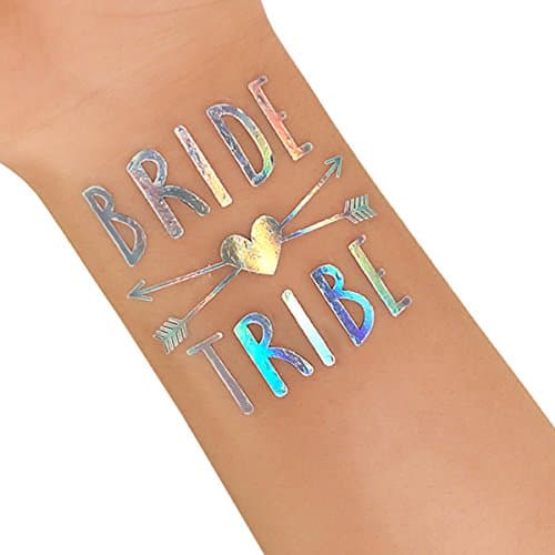 Bachelorette Party and Bride Tribe Rainbow Flash Tattoos, 12-Pack BRIDE and Team BRIDE Temporary Tattoos, Bridal Shower Favor and Decorations Bachelorette Party Supplies Kit (T34RS, T35RS)