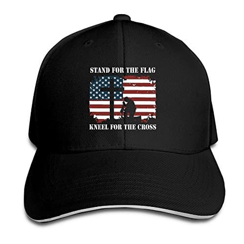 Unisex Adjustable Sandwich Bill Cap Solid Colors Sports Caps For Stand For The Flag, Kneel For The Cross