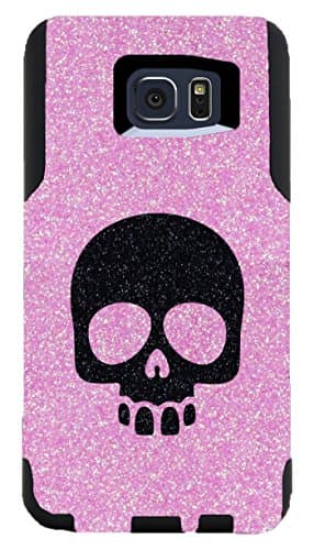 OtterBox Samsung Galaxy Note 5 Custom Glitter Case Commuter Series - Retail Packaging - Glitter Black Skull Light Pink/Black