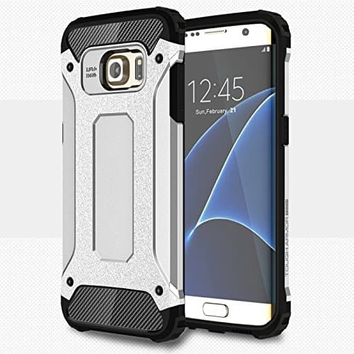 Dual tough armor tech back cover for samsung galaxy s7 edge case (Silver)