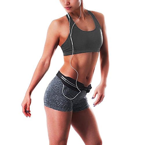 Evaline No-Bounce Running Belt Size Adjustable Reflective Stripes Water Resistant Black