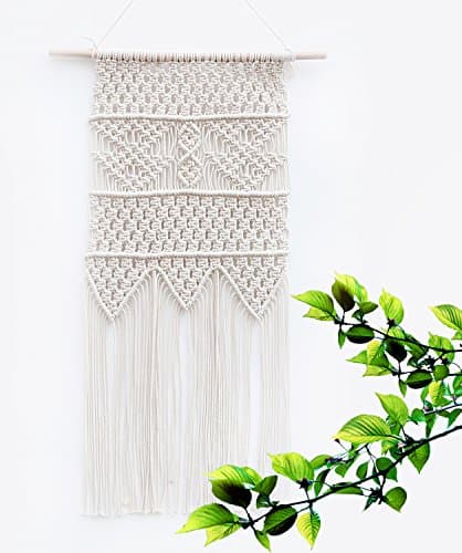 Macrame Wall Hanging Handmade Tapestry , BOHO Chic Home Decorative Interior Wall Decor , Bohemian Ethnic Apartment Dorm Room Art Decor , Living Room Bedroom Decorations, 13.0"W x 23.6"L