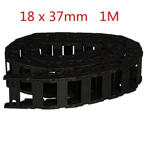 HHY 1M Length Black Plastic 18 x 37mm Open Type Cable Drag Chain Wire Carrier for CNC Machine