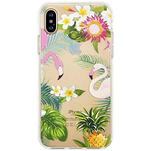 iPhone X Case, OFFAY Transparent Clear Flexible Soft Silicone (TPU) Protection Case, Unique Pattern Case Cover for Apple iPhone X - Tropical Style