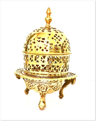6" Brass Resin Incense Burner 3 Pc Tabletop Beautiful Decorative Large Censer