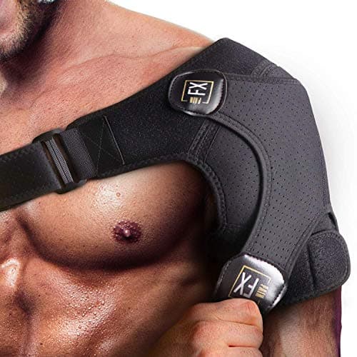 PainFX Shoulder Brace for Men with Rotator Cuff Support and Adjustable Compression Sleeve - Lightweight and Breathable, Prevents Dislocations & Speed Up Recovery from AC Sprains, Bursitis and Tears