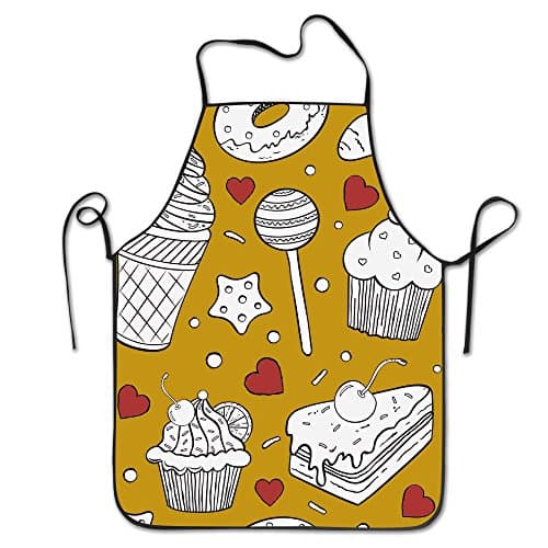 Cake And Ice Cream Personalized Waist Adjustable Durable Apron Unisex Kitchen Cooking Comfortable Apron Grill Cooking Baking Crafting Chef Apron Commercial Restaurant Apron