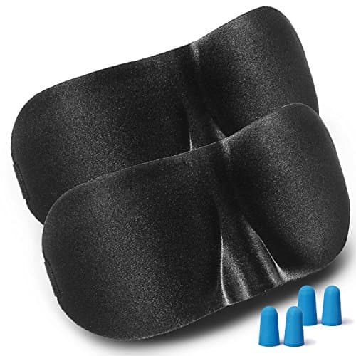 3D Eye Sleep Mask Contoured &amp; Comfortable Sleep Mask with Moldex Ear Plugs Sets for Sleeping Unisex (2 Packs Black)