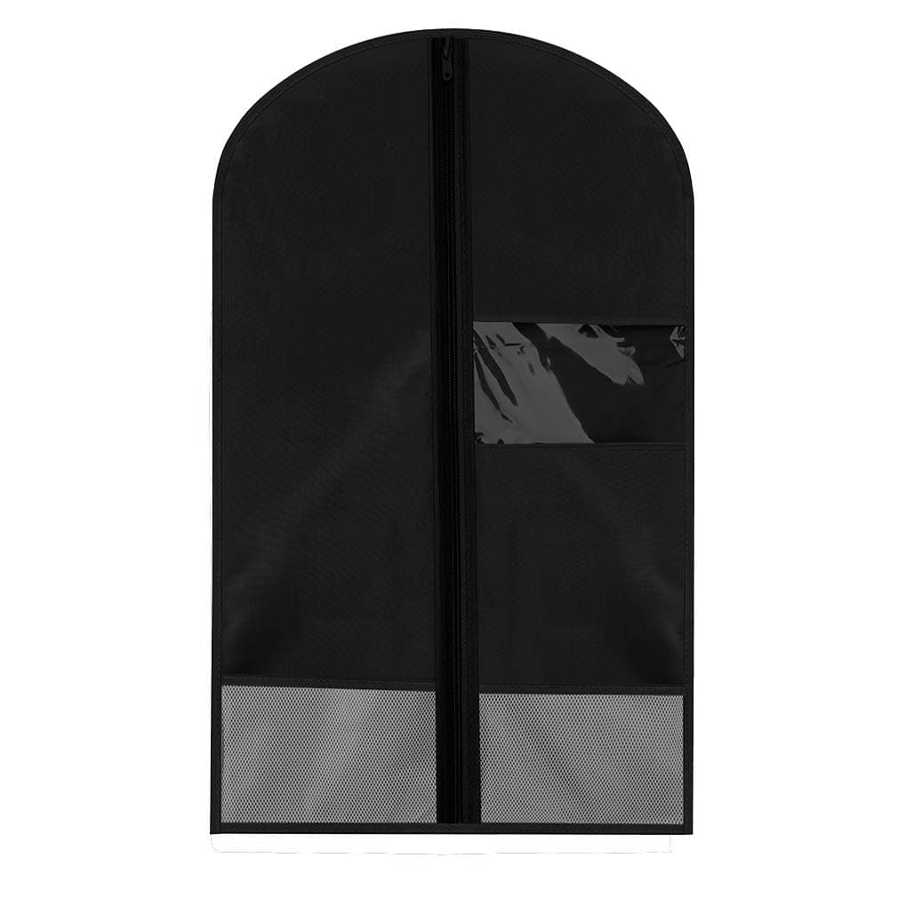 Breathable Dust-Proof Garment Bag with Clear Window and 2 Mesh Pockets, 49"x22.8" Anti-Moth Durable Oxford Cloth Suit Covers with Zipper for Suit, Dresses, Linens, Storage or Travel(L, Black)
