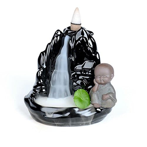 Smoke Backflow Tower Incense Burner Ceramic Little Monk Office Home Decoration Tea Pet (b)