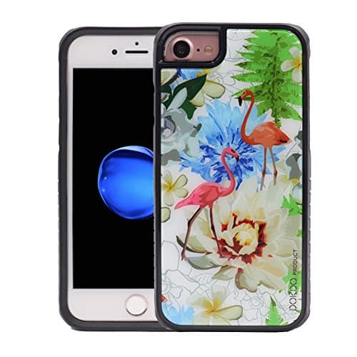 iPhone 8 Case DOKDO Shock-absorbing TPU Bumper Case Anti-Slip Elegant Glass Back With Colorful Painting [Glass As Apple iPhone 8] Defensive Protection Cover (White)
