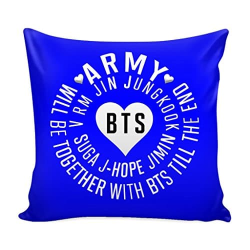 Army will be together with BTS Till The End Decorative Throw Pillow Case Cushion Cover 16" X 16" With Insert (V1) (Blue)
