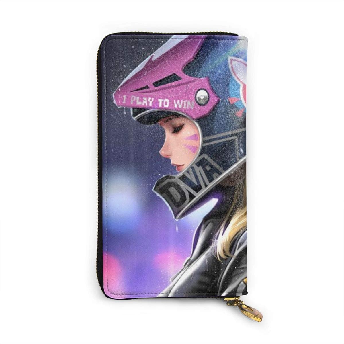 Overwatch D.VA Wallet RFID Blocking Genuine Leather Wallet Zip Around Card Holder Organizer Clutch