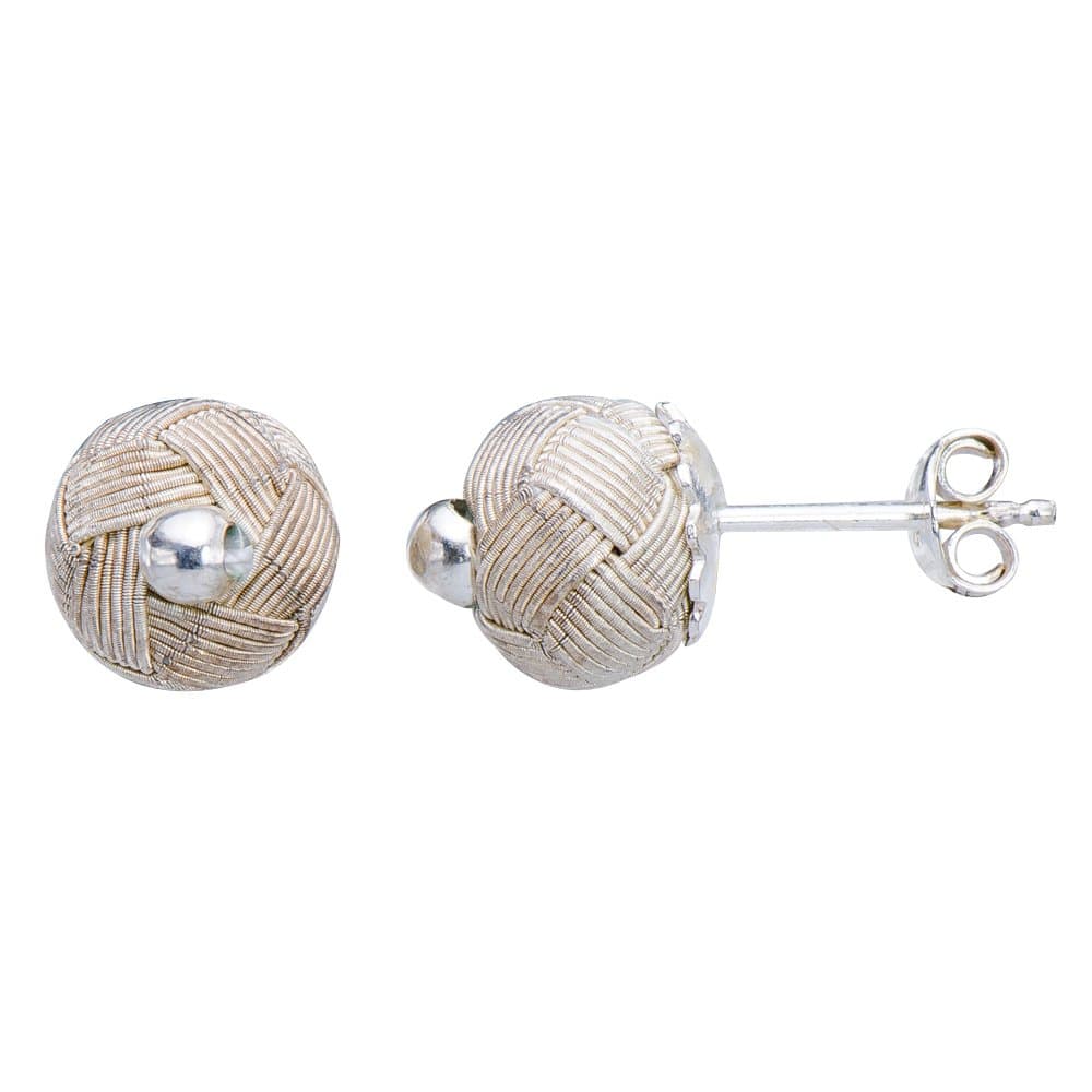 Unique Karen 99% Silver Wire Cable Petite Woven Ball Dangle Post Stud Earrings