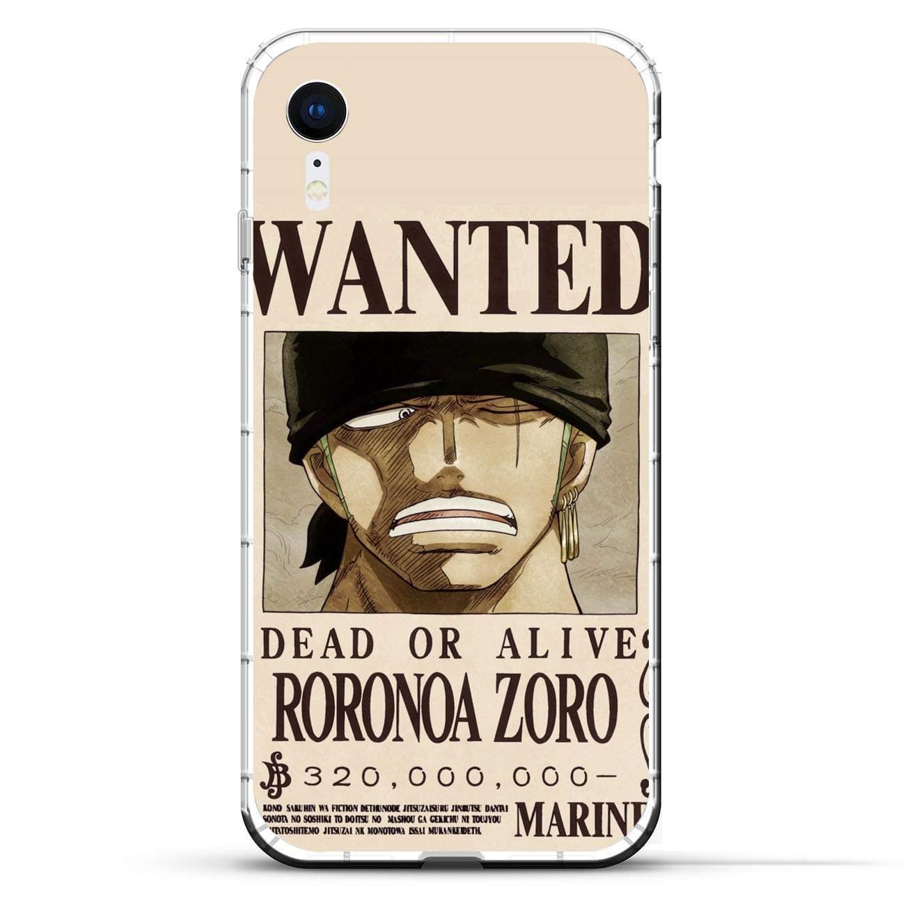iPhone Xr Case,Flexible Slim Silicone TPU Protector Cover Soft Thin Gel Skin for Apple iPhone Xr-Roronoa Zoro Wanted Poster