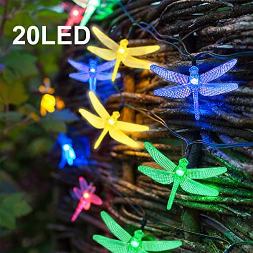 Binval Solar Powered Dragonfly Fair String Lights for Outdoor Patio Lawn Landscape Garden Home Wedding Holiday and Christmas decorations[15.7feet - 20LED-Multi Color]