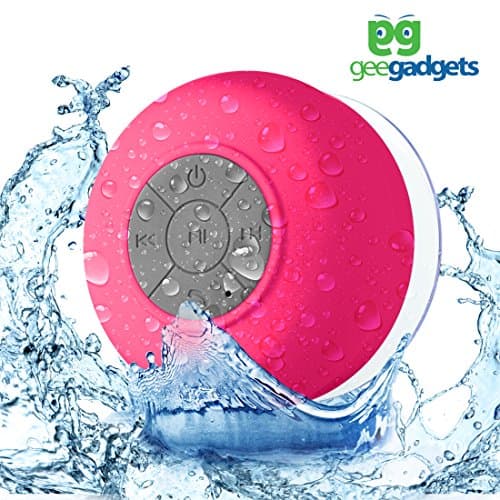 Portable Bluetooth Shower Speaker with Suction Cup - Waterproof, Built in Mic, Universal Phone & Tablet Compatibility - Pink - by Gee Gadgets