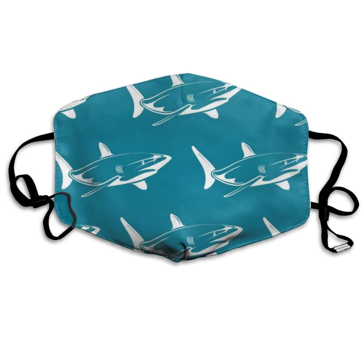 Unisex White Sharks Over Blue Seamless Pattern Reusable Face Mask for Kids Teens Men Women
