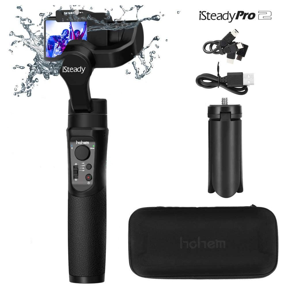 Hohem iSteady Pro 2 3-Axis Handheld Gimbal Stabilizer,Handheld Gimbal for GoPro Gopro Hero 7 6 5 4 3, Yi Cam 4K, AEE, SJCAM，Sony RX，Sports Cams Action Camera, 12h Run-Time,Water Splash Proof (Black)