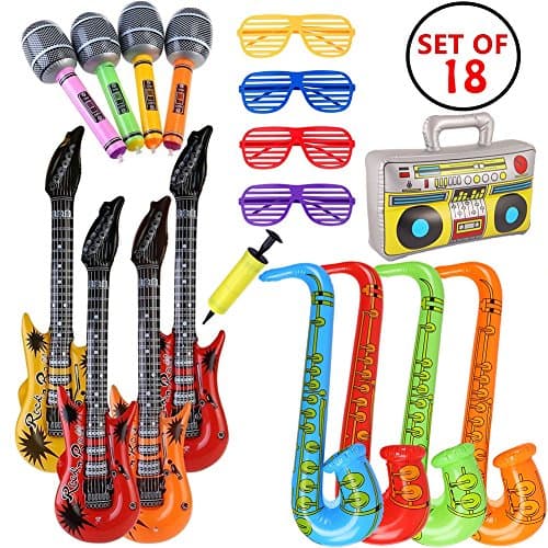 MIMIEYES Inflatable Instruments for Party Decoration Prop (18 Pieces Random Color)