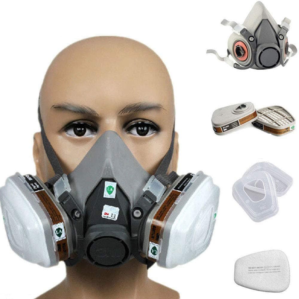 7 in 1 Half Face Mask Suit for 3M 6200 Gas Spray Painting Protection Respirator,Expedited express delivery takes only 5-6 days