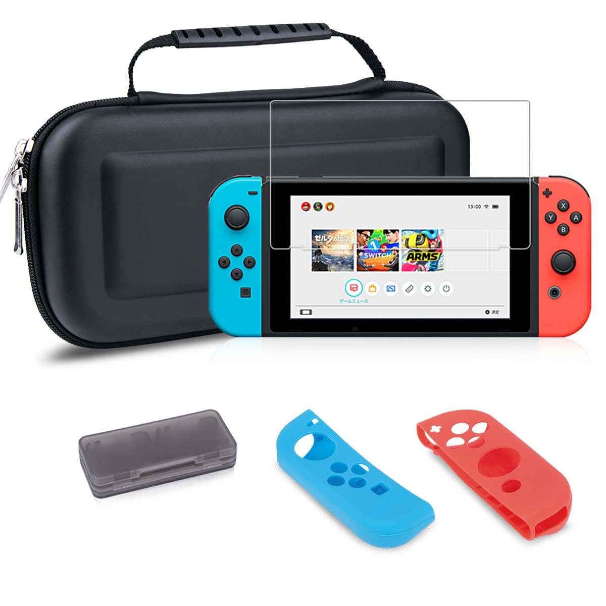 BEST88 Travel Case For Nintendo Switch,Hard Storage Nintendo Switch carrying 2 Joy-Con Controllers,Screen Protector and soft card holder (black)