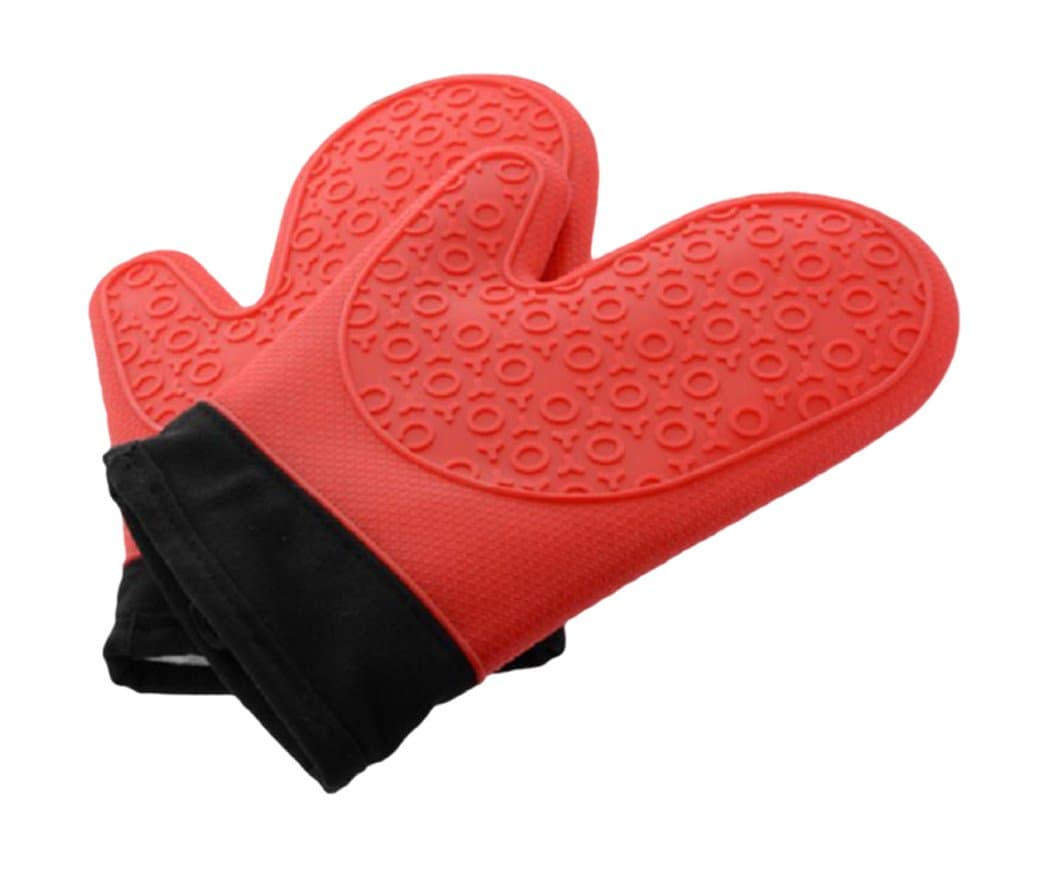 ezBAKERz Silicone Baking Mat/Half Sheet with Free-Bonus Oven/BBQ Mitts/Potholder Professional Bake Set, Non-Stick, Beast Mode Supplies, Red