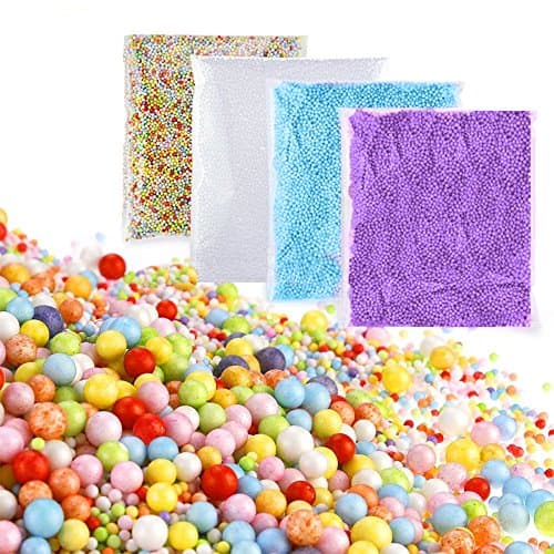 Foam Balls for Slime (4-Pack) - Multicolor Styrofoam Beads Great for DIY Slime Kids Craft and Wedding/Party Decoration (4-Pack)